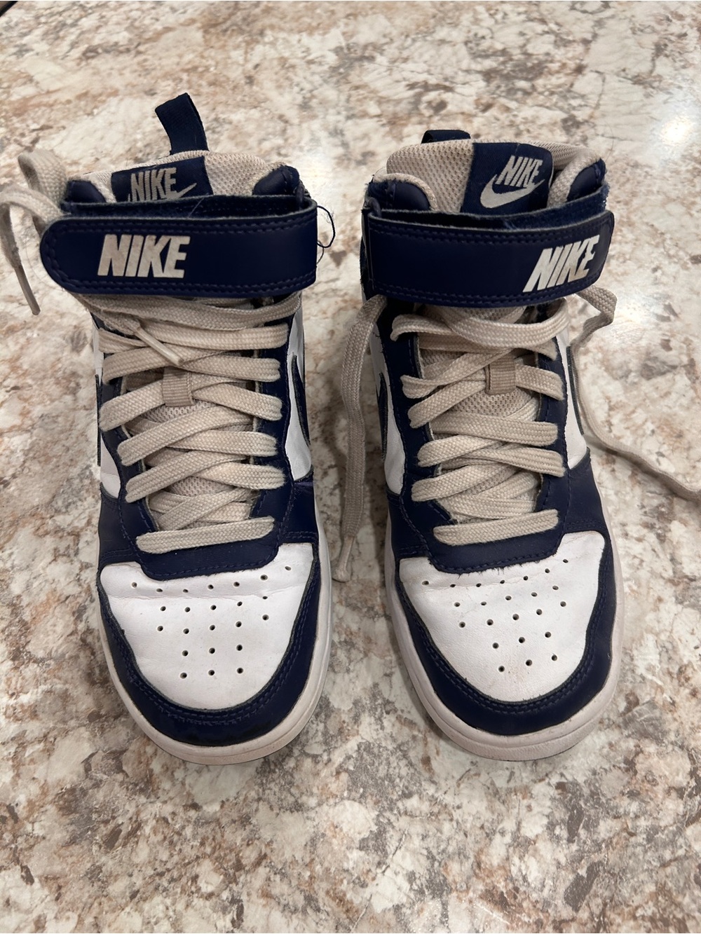 Nike Kids Mid-Top Sneakers in Navy and White